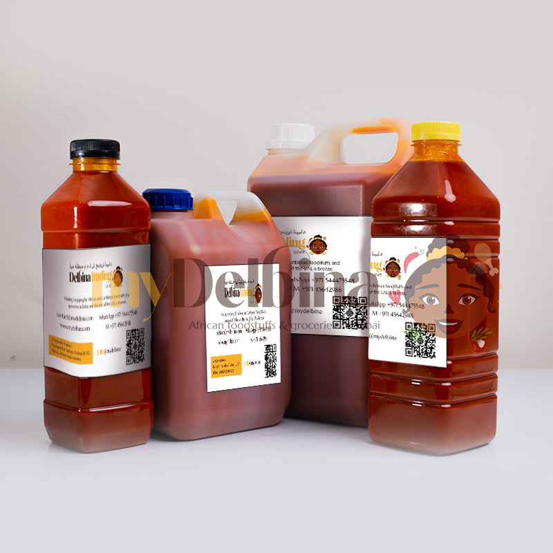 Bottle of Pure Red Palm Oil for authentic African cooking by your UAE grocery shop