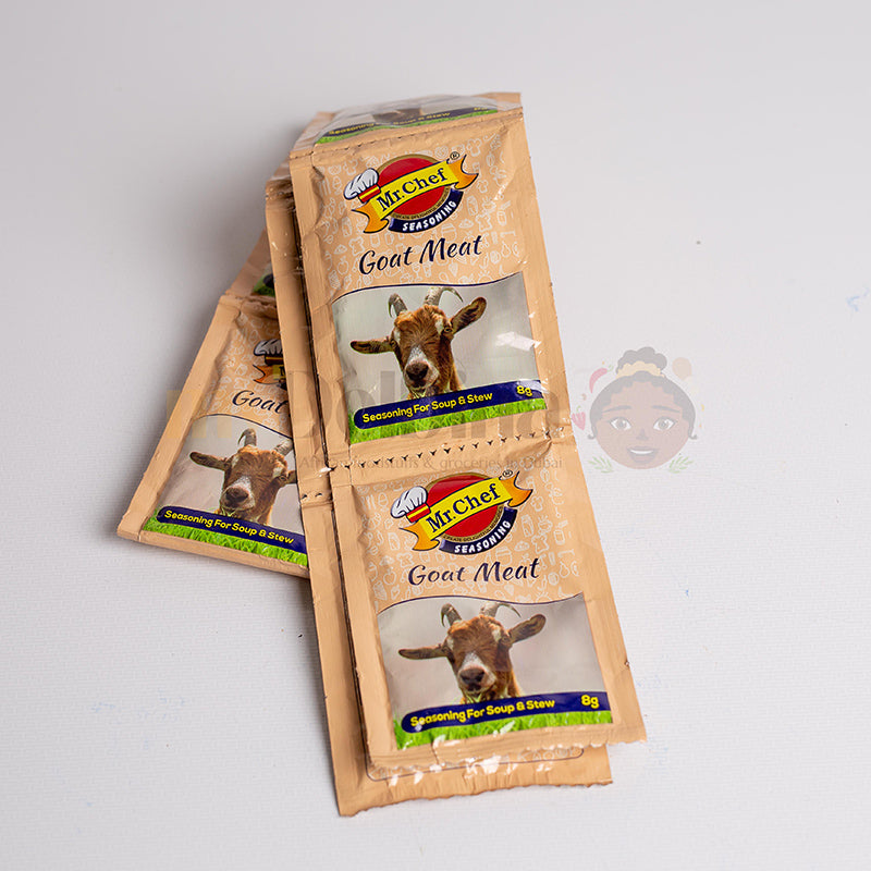 Mr Chef Goat Meat Seasoning 8g spice blend for goat meat, stews, soups, grills, and African recipes
