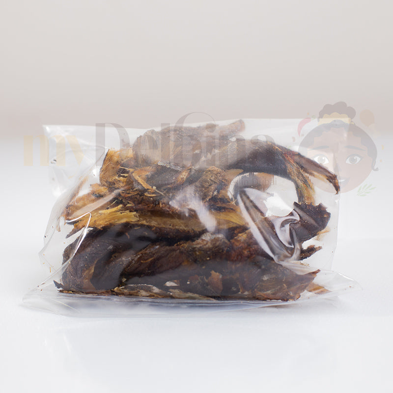 Packaged shredded panla (eja kika) fish in a clear plastic bag at myDelbina