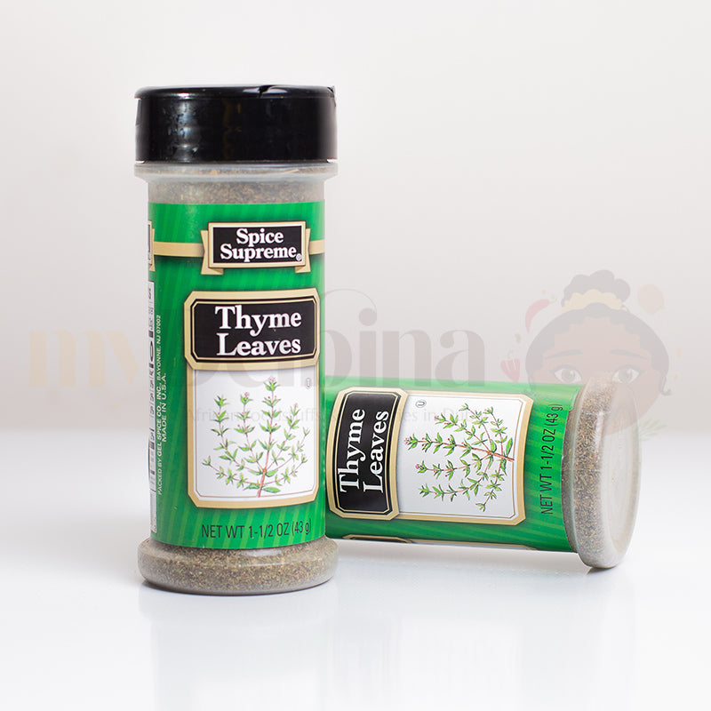 Spice Supreme Thyme Leaves 43g dried thyme herb for seasoning meat, poultry, soups, sauces, and vegetables.